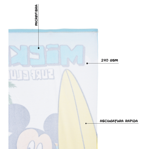 TELO MARE TOPOLINO DISNEY ASCIUGAMANO PER BAMBINI IN MICROFIBRA CM 140X70 - YE18203
