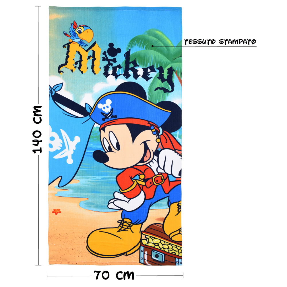 TELO MARE TOPOLINO DISNEY ASCIUGAMANO PER BAMBINI IN MICROFIBRA CM 140X70 - YE18218