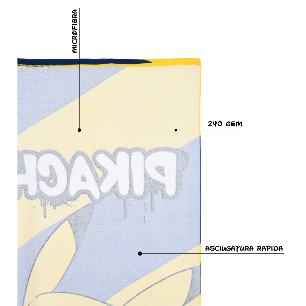 TELO MARE PIKACHU ASCIUGAMANO PER BAMBINI IN MICROFIBRA CM 140X70 - YE18179