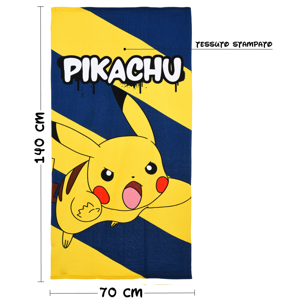 TELO MARE PIKACHU ASCIUGAMANO PER BAMBINI IN MICROFIBRA CM 140X70 - YE18179
