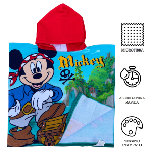 PONCHO MARE TOPOLINO DISNEY 110 X 55 CM ACCAPPATOIO PER BAMBINI MICROFIBRA - YE18252