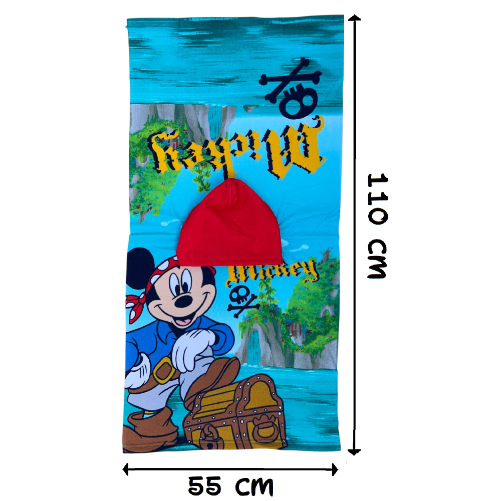 PONCHO MARE TOPOLINO DISNEY 110 X 55 CM ACCAPPATOIO PER BAMBINI MICROFIBRA - YE18252