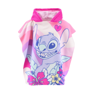 PONCHO MARE STITCH E ANGEL DISNEY 110 X 55 CM ACCAPPATOIO PER BAMBINI MICROFIBRA - YE18064