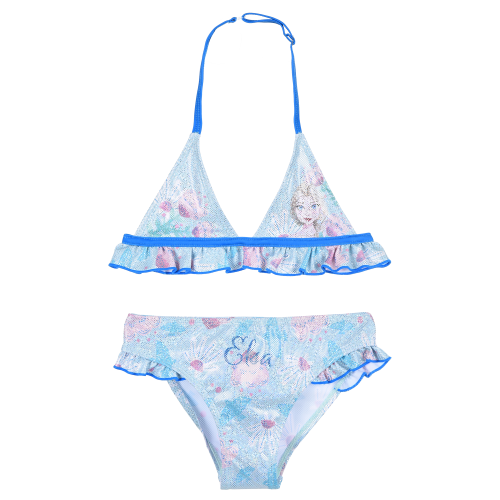 COSTUME MARE FROZEN DISNEY ELSA BIKINI DUE PEZZI TOP E SLIP BAMBINA - YE18047CELESTE