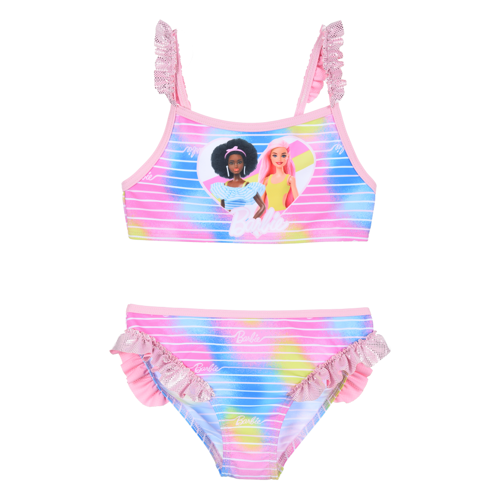 COSTUME MARE BARBIE MATTEL BIKINI 2 PEZZI TOP E SLIP PISCINA - YE18207ROSA