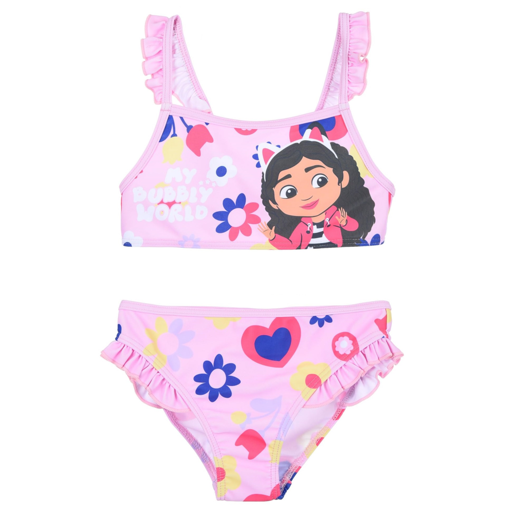 COSTUME MARE GABBY'S DOLLHOUSE BIKINI 2 PEZZI TOP E SLIP BAMBINA PISCINA - YE18052ROSA