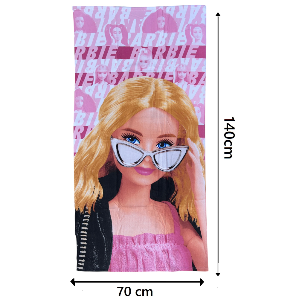TELO MARE BARBIE ASCIUGAMANO PER BAMBINI IN MICROFIBRA CM 140X70 - BAR36-5036