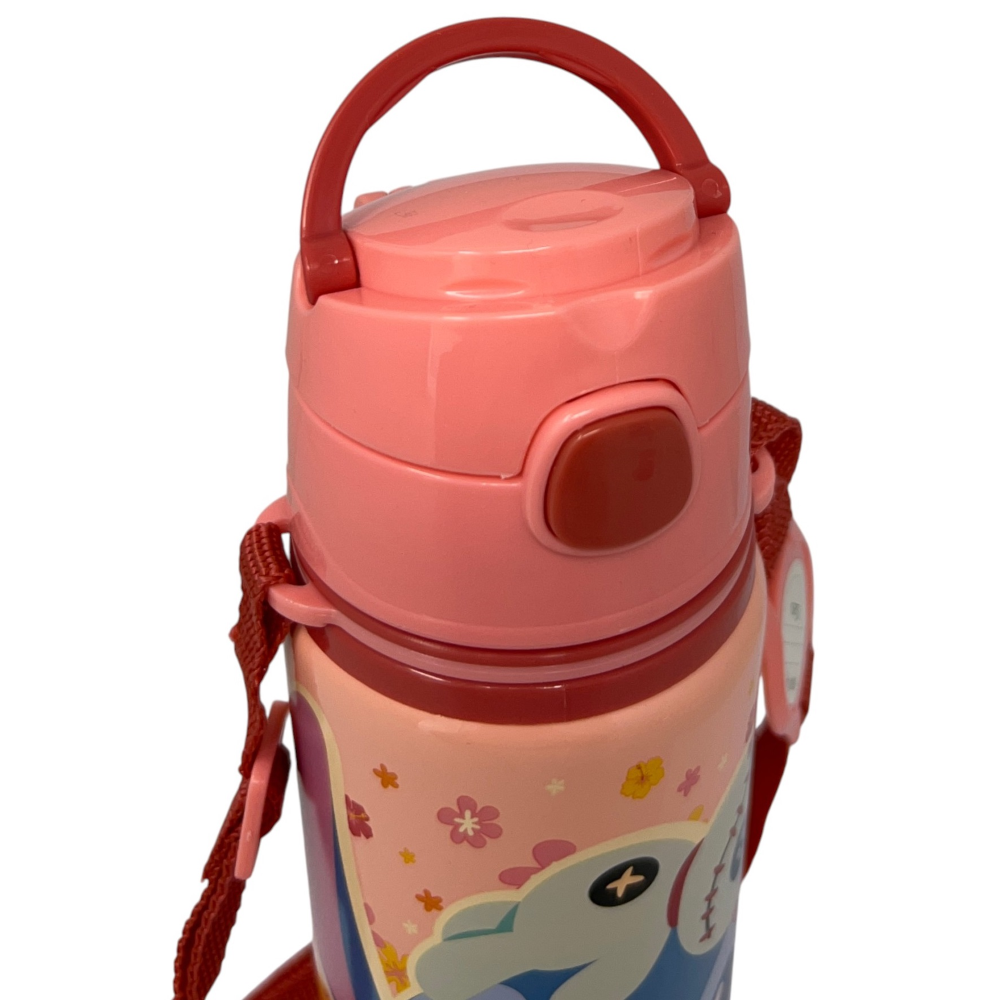 BORRACCIA IN ALLUMINIO CON CANNUCCIA STITCH DISNEY 600 ML APERTURA AUTOMATICA CON TRACOLLA- ST00088