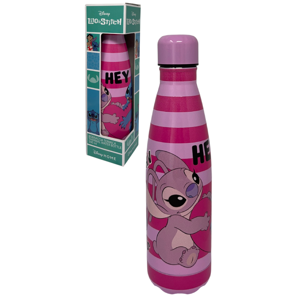 BORRACCIA TERMICA STITCH E ANGEL DISNEY IN ACCIAIO INOX BOTTIGLIA CON TAPPO SVITABILE 500 ML - D11291TE/R