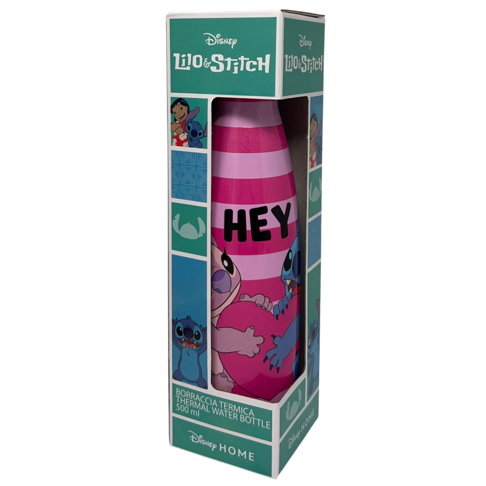 BORRACCIA TERMICA STITCH E ANGEL DISNEY IN ACCIAIO INOX BOTTIGLIA CON TAPPO SVITABILE 500 ML - D11291TE/R
