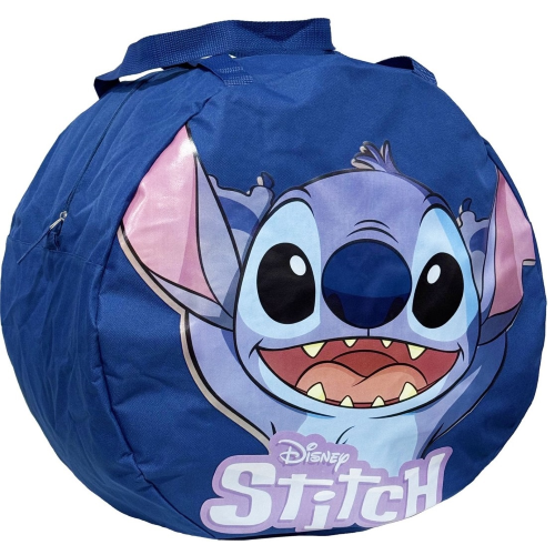 BORSA PORTAGIOCHI STITCH DISNEY ROTONDA CON MANICI E CHIUSURA A ZIP 50X32 CM - D08937MC
