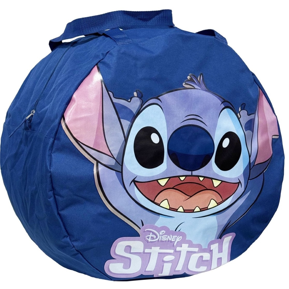 BORSA PORTAGIOCHI STITCH DISNEY ROTONDA CON MANICI E CHIUSURA A ZIP 50X32 CM - D08937MC