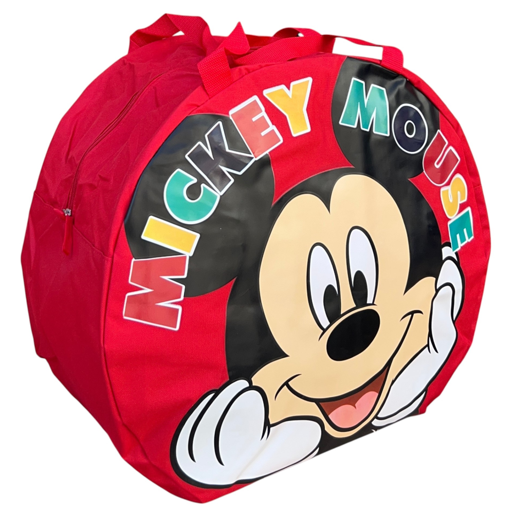 BORSA PORTAGIOCHI TOPOLINO DISNEY ROTONDA CON MANICI E CHIUSURA A ZIP 50X32 CM - D08939MC