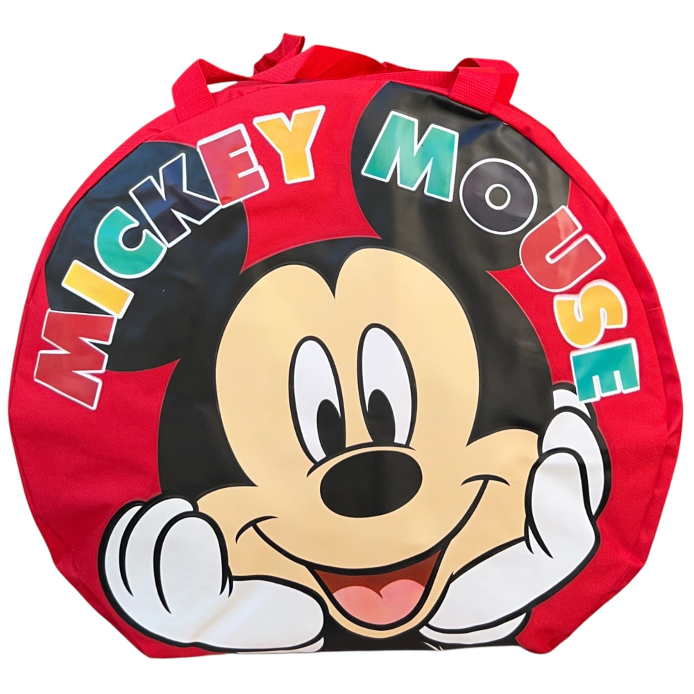 BORSA PORTAGIOCHI TOPOLINO DISNEY ROTONDA CON MANICI E CHIUSURA A ZIP 50X32 CM - D08939MC