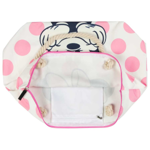 BORSA MARE MINNIE MOUSE DISNEY VINTAGE IN TESSUTO CON MANICI E CERNIERA DA SPIAGGIA - 07036