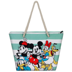 BORSA MARE MICKEY & FRIENDS DISNEY VINTAGE IN TESSUTO CON MANICI E CERNIERA DA SPIAGGIA - 07047