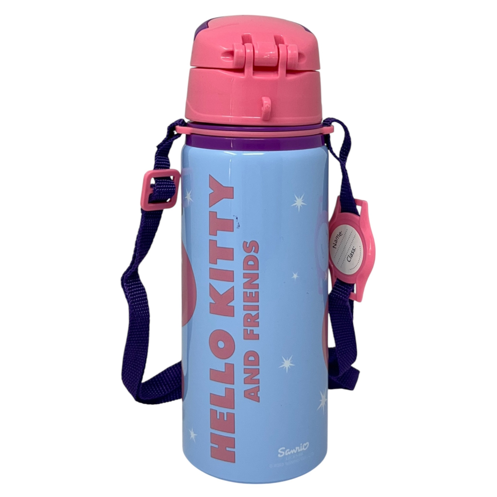 BORRACCIA IN ALLUMINIO CON CANNUCCIA HELLO KITTY 600 ML APERTURA AUTOMATICA CON TRACOLLA- HK50206