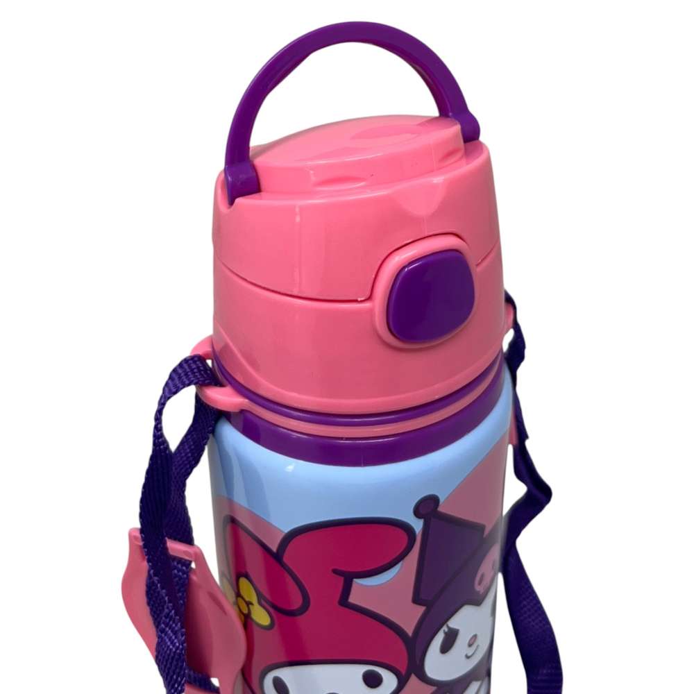 BORRACCIA IN ALLUMINIO CON CANNUCCIA HELLO KITTY 600 ML APERTURA AUTOMATICA CON TRACOLLA- HK50206