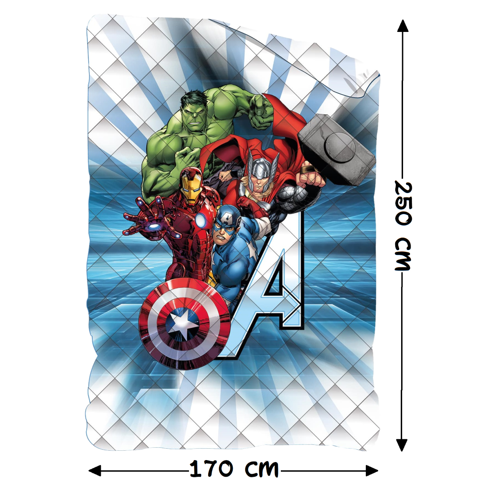 TRAPUNTINO DOUBLEFACE AVENGERS MARVEL COPERTA COPRILETTO TRAPUNTATO 100 GSM LETTO SINGOLO 170X250 CM - AVE1761