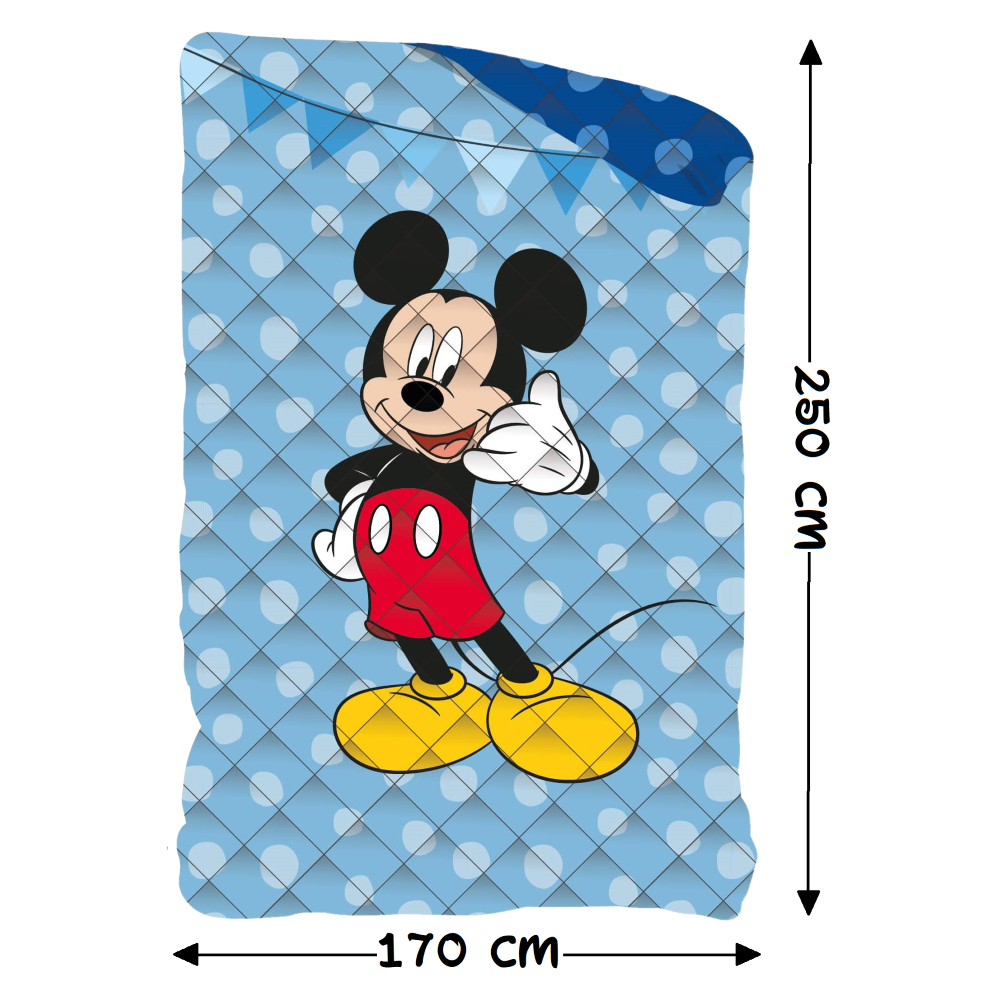 TRAPUNTINO DOUBLEFACE TOPOLINO DISNEY COPERTA COPRILETTO TRAPUNTATO 100 GSM LETTO SINGOLO 170X250 CM - MIC1769
