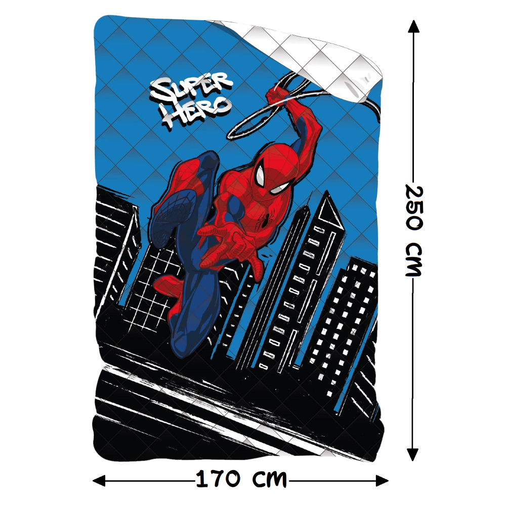 TRAPUNTINO DOUBLEFACE SPIDERMAN MARVEL COPERTA COPRILETTO TRAPUNTATO 100 GSM LETTO SINGOLO 170X250 CM - SPM1780