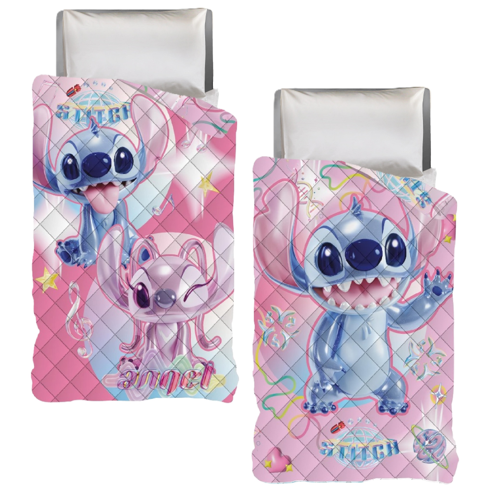 TRAPUNTINO DOUBLEFACE STITCH E ANGEL DISNEY COPERTA COPRILETTO TRAPUNTATO 100 GSM LETTO SINGOLO 170X250 CM - STI1785