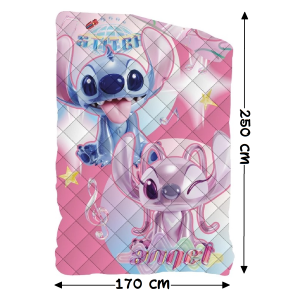 TRAPUNTINO DOUBLEFACE STITCH E ANGEL DISNEY COPERTA COPRILETTO TRAPUNTATO 100 GSM LETTO SINGOLO 170X250 CM - STI1785