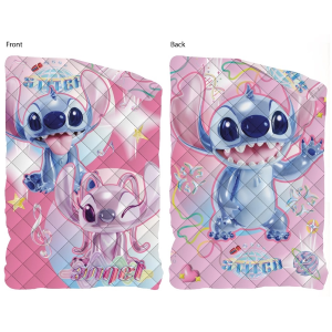 TRAPUNTINO DOUBLEFACE STITCH E ANGEL DISNEY COPERTA COPRILETTO TRAPUNTATO 100 GSM LETTO SINGOLO 170X250 CM - STI1785
