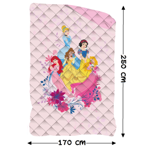 TRAPUNTINO DOUBLEFACE PRINCIPESSE DISNEY COPERTA COPRILETTO TRAPUNTATO 100 GSM LETTO SINGOLO 170X250 CM - PRI1771