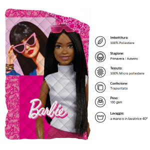 TRAPUNTINO DOUBLEFACE BARBIE COPERTA COPRILETTO TRAPUNTATO 100 GSM LETTO SINGOLO 170X250 CM - BAR1767