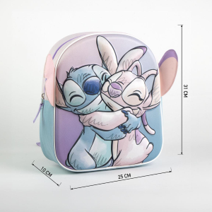 ZAINO ASILO 3D STITCH DISNEY BORSA CON APPLICAZIONI 31 CM PER SCUOLA MATERNA DA PASSEGGIO - 5847
