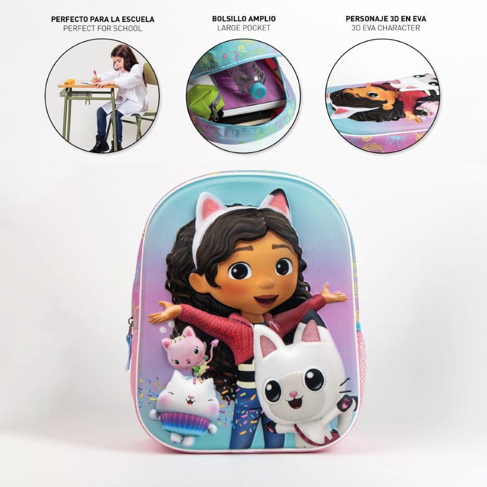 ZAINO ASILO 3D GABBY'S DOLLHOUSE BORSA 32 CM PER SCUOLA MATERNA DA PASSEGGIO - 5870