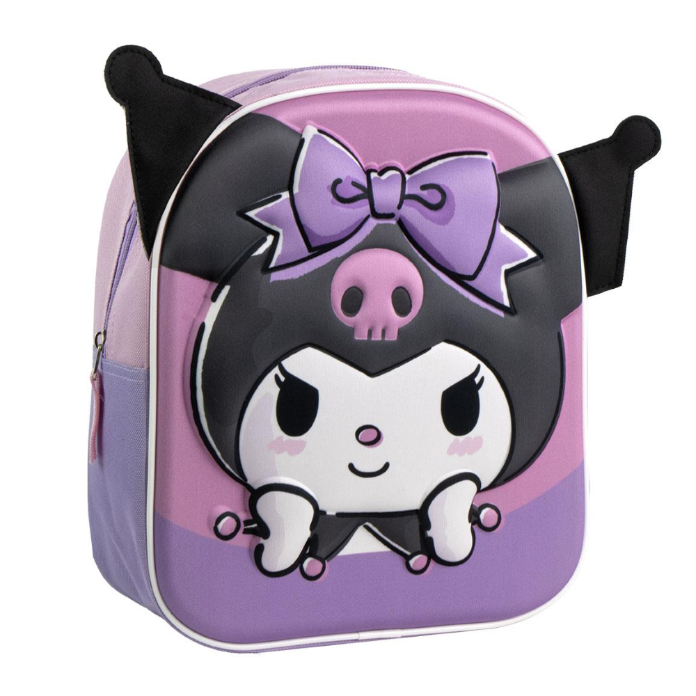 ZAINO ASILO 3D KUROMI BORSA CON APPLICAZIONI 31 CM PER SCUOLA MATERNA DA PASSEGGIO - 5849