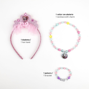 SET ACCESSORI PRINCIPESSE DISNEY BRACCIALE COLLANA CERCHIETTO CON DIADEMA - 2220