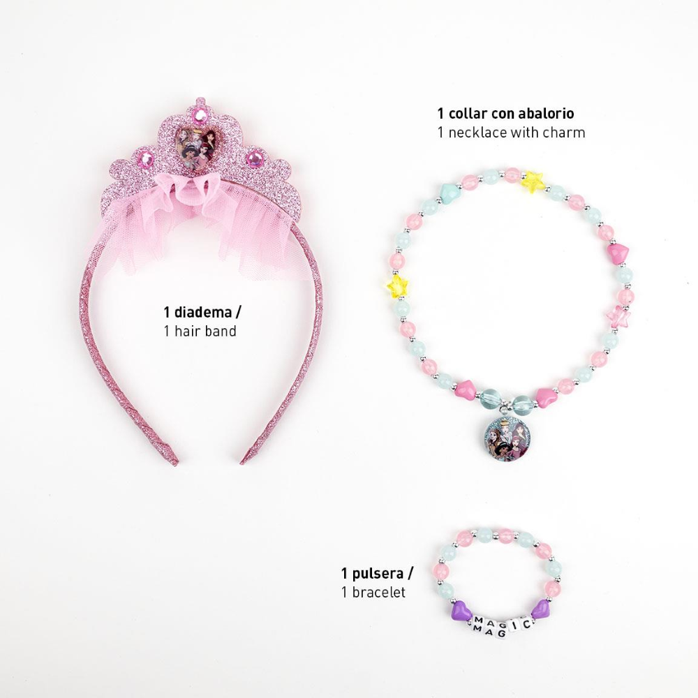 SET ACCESSORI PRINCIPESSE DISNEY BRACCIALE COLLANA CERCHIETTO CON DIADEMA - 2220
