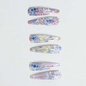 SET MOLLETTE STITCH E ANGEL DISNEY MODELLO CLIC CLAC 6 PEZZI ACCESSORI PER CAPELLI - 3065