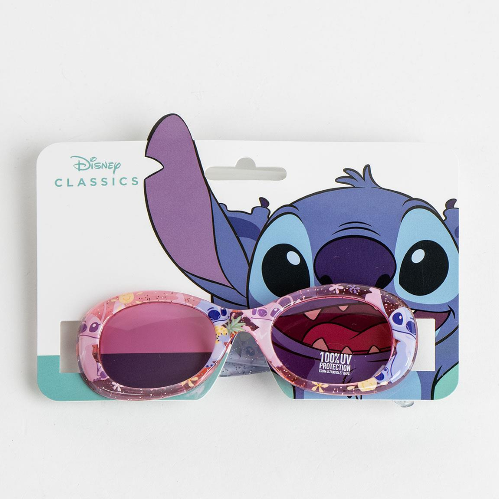 OCCHIALI DA SOLE STITCH E ANGEL DISNEY GLITTERATI LENTI OVALI SPECCHIATE FILTRO UV400 - 2812