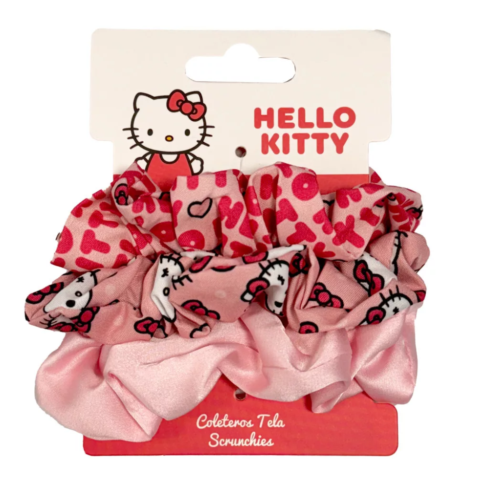 SCRUNCHIES HELLO KITTY SANRIO SET 3 PEZZI ELASTICI MORBIDI PER CAPELLI- 3224