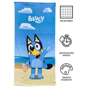 TELO MARE BLUEY ASCIUGAMANO DA SPIAGGIA PER BAMBINI IN MICROFIBRA DI POLIESTERE CM 140X70 - BLU36-5171