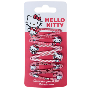 SET MOLLETTE HELLO KITTY SANRIO MODELLO CLIC CLAC 6 PEZZI ACCESSORI PER CAPELLI - 3220