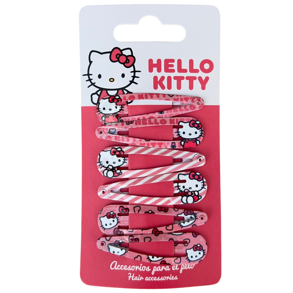 SET MOLLETTE HELLO KITTY SANRIO MODELLO CLIC CLAC 6 PEZZI ACCESSORI PER CAPELLI - 3220