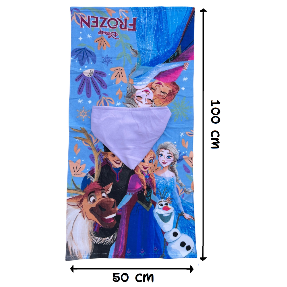 PONCHO MARE FROZEN DISNEY 100 X 50 CM ACCAPPATOIO PER BAMBINI 100% PL - FRO36-5076