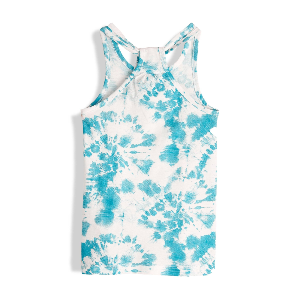 VESTITINO STITCH E ANGEL DISNEY SCAMICIATA ABITO SMANICATO IN COTONE GRAFICA TIE-DYE - YE10074.AZZURRO