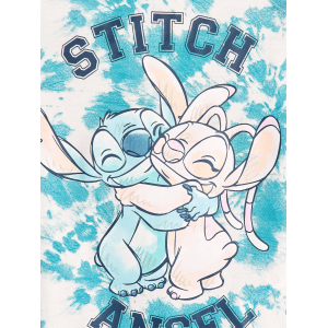 VESTITINO STITCH E ANGEL DISNEY SCAMICIATA ABITO SMANICATO IN COTONE GRAFICA TIE-DYE - YE10074.AZZURRO