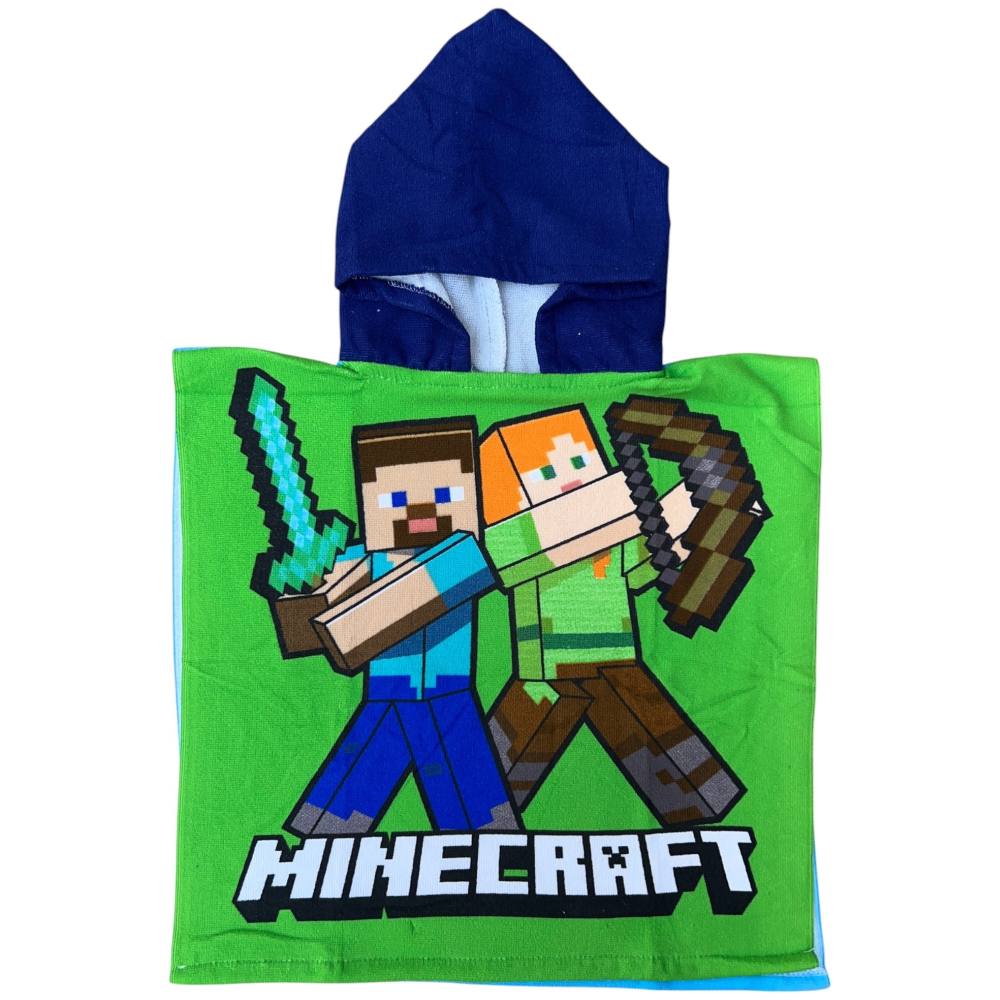 PONCHO MARE MINECRAFT 100 X 50 CM ACCAPPATOIO DA SPIAGGIA PER BAMBINI 100% PL - MNC36-5164