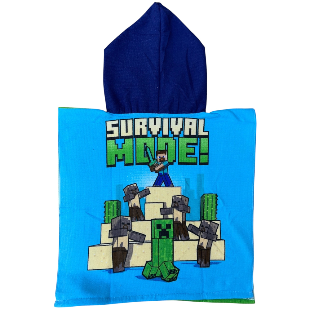 PONCHO MARE MINECRAFT 100 X 50 CM ACCAPPATOIO DA SPIAGGIA PER BAMBINI 100% PL - MNC36-5164