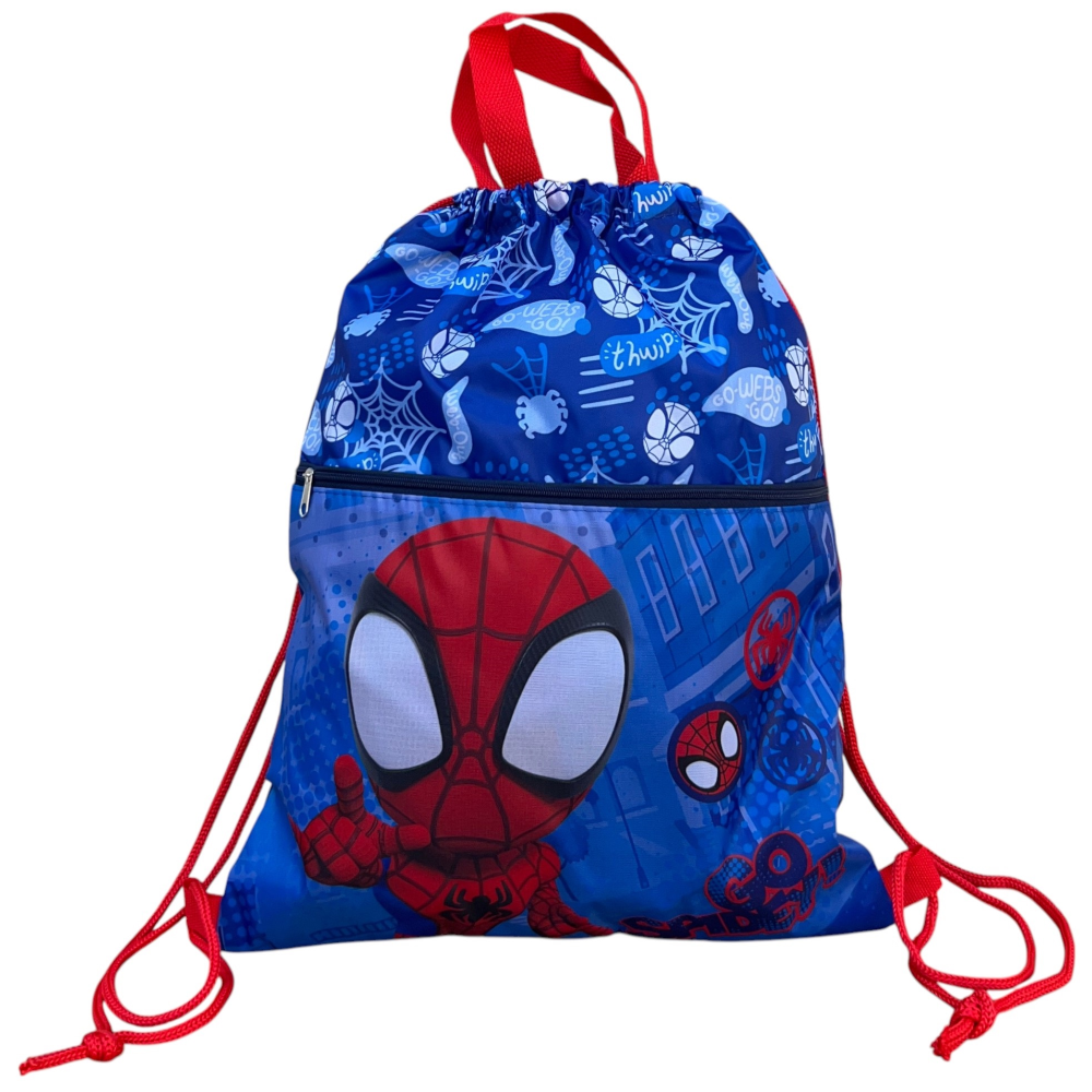 SACCA DELUXE SPIDEY MARVEL CON CHIUSURA A COULISSE TASCA FRONTALE BORSA TEMPO LIBERO PALESTRA CM. 45X34,5 - SPI36-0910