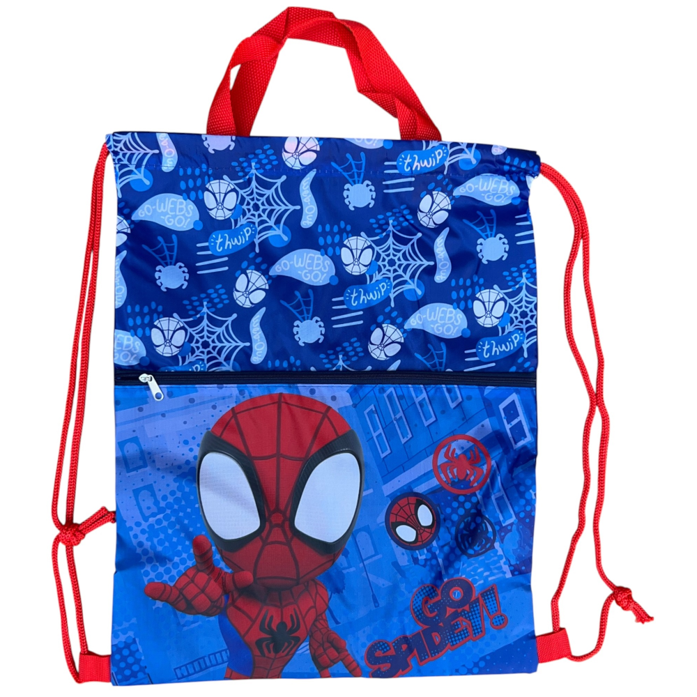 SACCA DELUXE SPIDEY MARVEL CON CHIUSURA A COULISSE TASCA FRONTALE BORSA TEMPO LIBERO PALESTRA CM. 45X34,5 - SPI36-0910