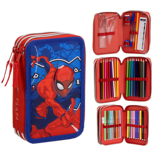 ASTUCCIO SCUOLA SPIDERMAN MARVEL MULTISCOMPARTO 3 ZIP PORTACOLORI GIOTTO - 1649