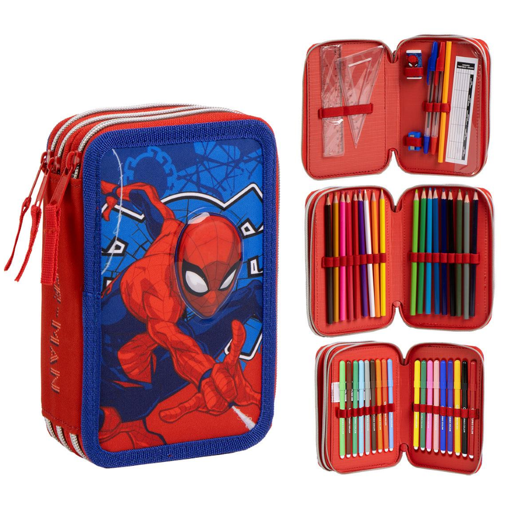 ASTUCCIO SCUOLA SPIDERMAN MARVEL MULTISCOMPARTO 3 ZIP PORTACOLORI GIOTTO - 1649